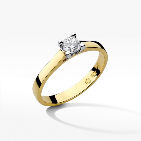Pierścionek z żółtego złota z diamentem laboratoryjnym - próba 585 0,25CT W-221A 0.25ct