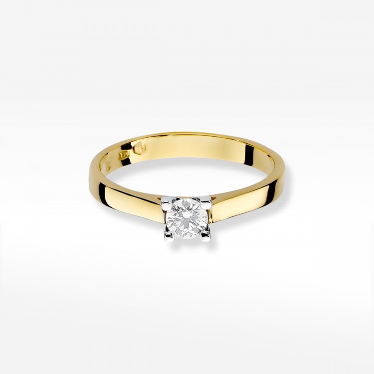 Pierścionek z żółtego złota z diamentem laboratoryjnym - próba 585 0,25CT W-221A 0.25ct