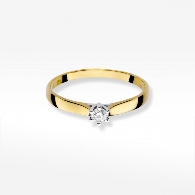Pierścionek z żółtego złota z diamentem - próba 585 0,10CT W-222A 0.10ct