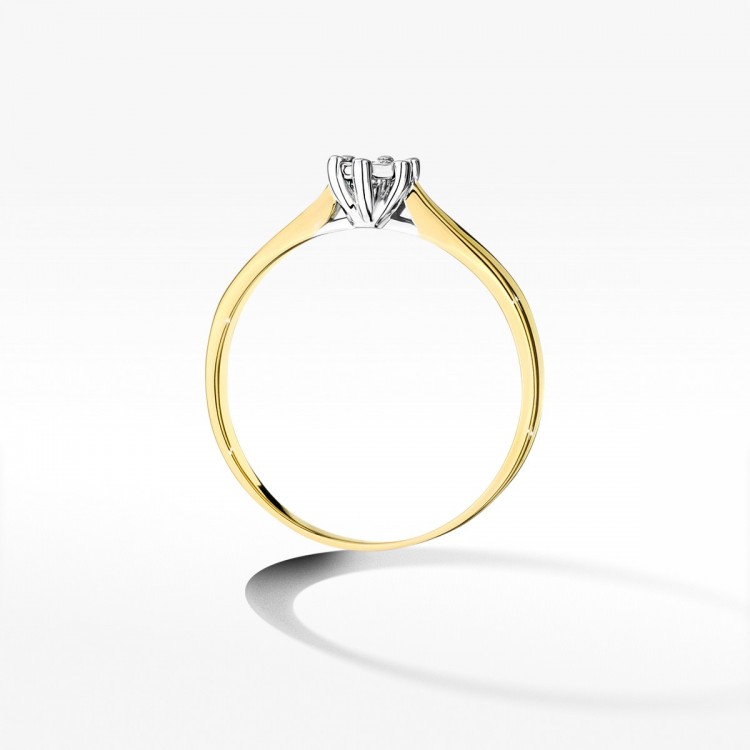 Pierścionek z żółtego złota z diamentem - próba 585 0,10CT W-222A 0.10ct