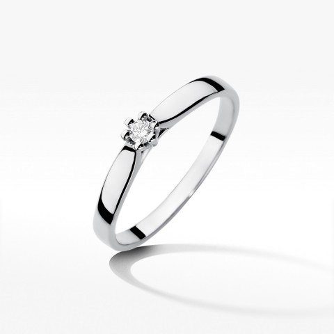 Pierścionek z białego złota z diamentem - próba 585 0,10CT W-222B 0.10ct