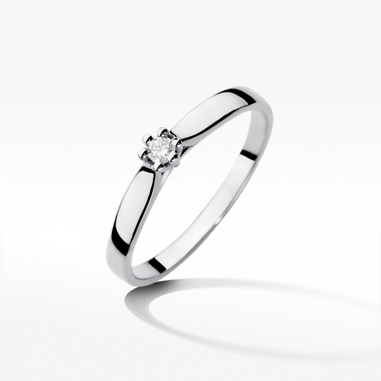Pierścionek z białego złota z diamentem - próba 585 0,10CT W-222B 0.10ct