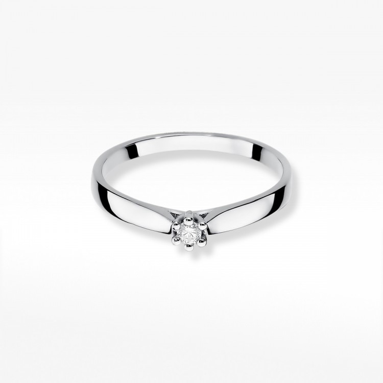 Pierścionek z białego złota z diamentem - próba 585 0,10CT W-222B 0.10ct
