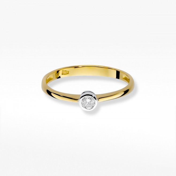 Pierścionek z żółtego złota z diamentem - próba 585 0,10CT W-224A 0.10ct
