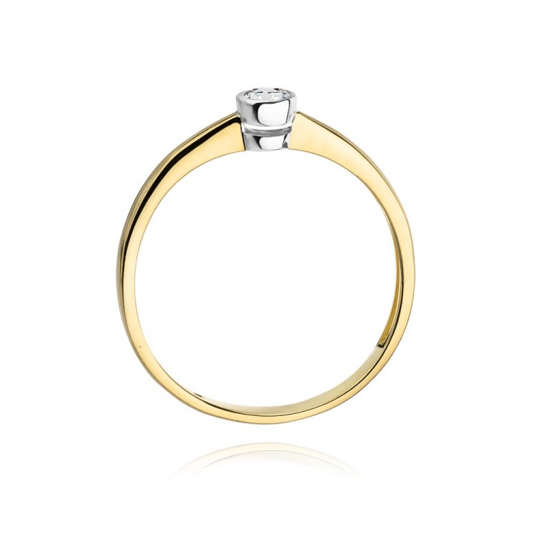 Pierścionek z żółtego złota z diamentem - próba 585 0,10CT W-224A 0.10ct