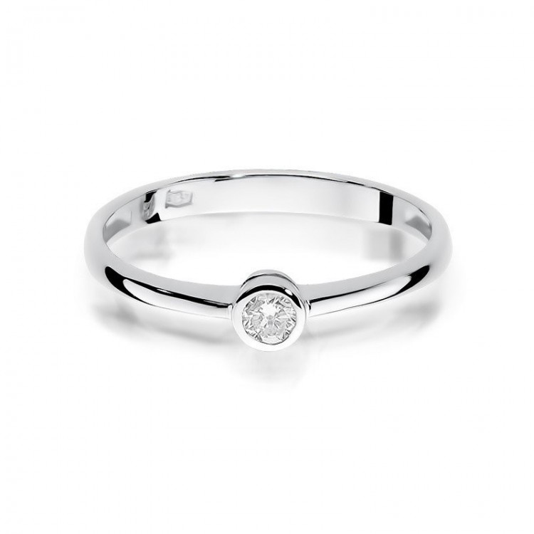 Pierścionek z białego złota z diamentem - próba 585 0,10CT W-224b 0.10ct