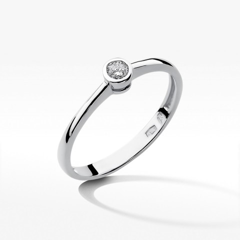 Pierścionek z białego złota z diamentem - próba 585 0,10CT W-224b 0.10ct