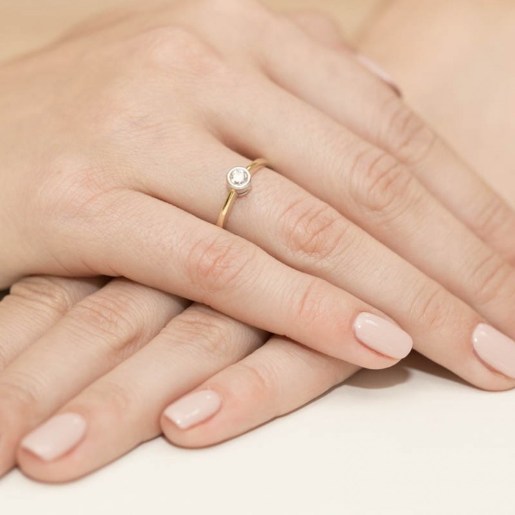 Pierścionek z białego złota z diamentem - próba 585 0,25CT W-224B 0.25ct