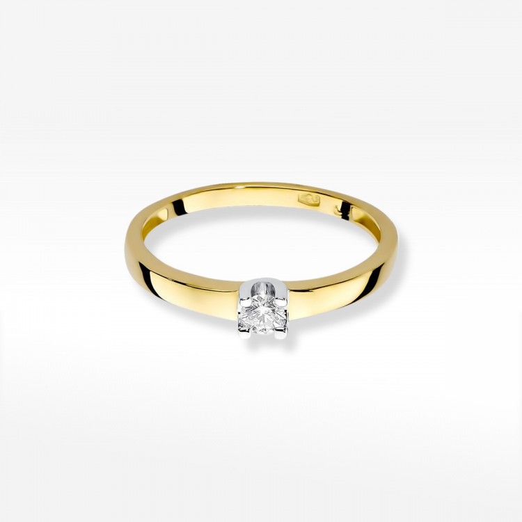 Pierścionek z żółtego złota z diamentem - próba 585 0,10CT W-225A
