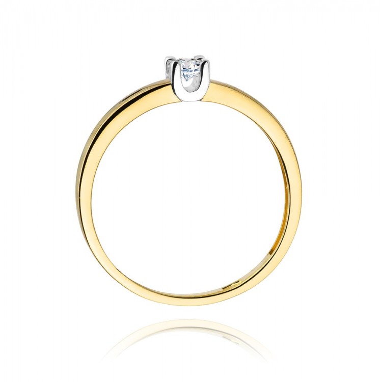 Pierścionek z żółtego złota z diamentem - próba 585 0,10CT W-225A