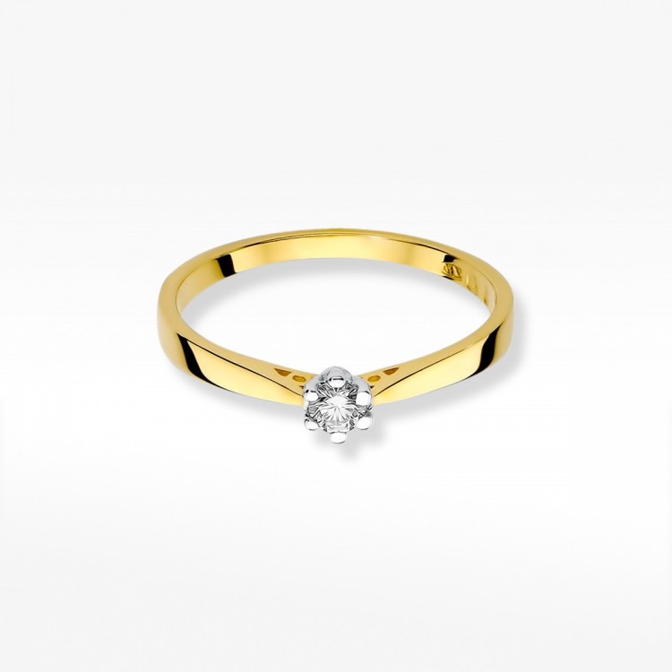 Pierścionek z żółtego złota z diamentem - próba 585 0,25CT W-229A 0.25ct