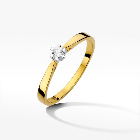 Pierścionek z żółtego złota z diamentem - próba 585 0,25CT W-229A 0.25ct