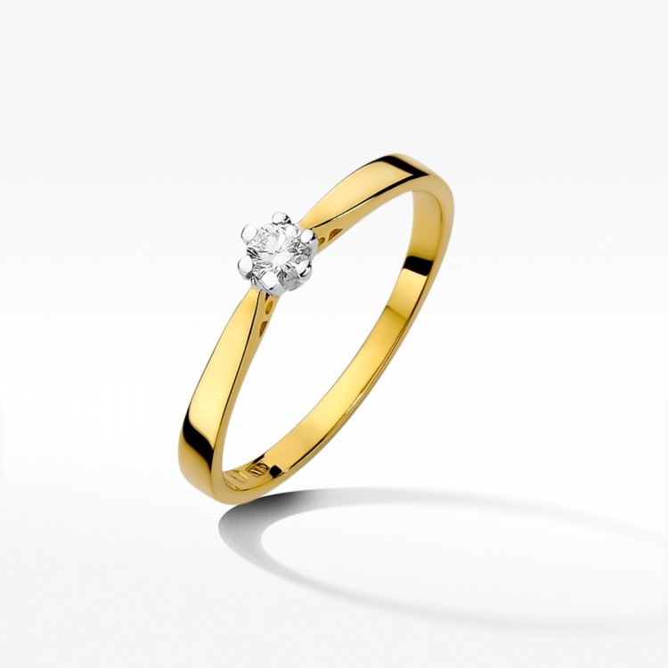 Pierścionek z żółtego złota z diamentem - próba 585 0,25CT W-229A 0.25ct