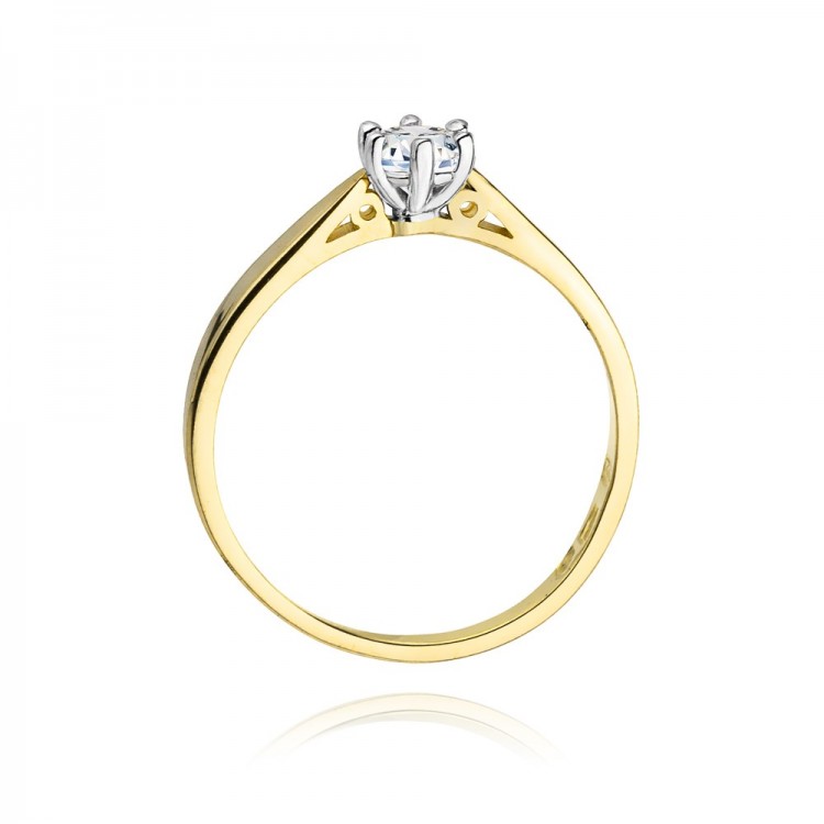 Pierścionek z żółtego złota z diamentem - próba 585 0,25CT W-229A 0.25ct