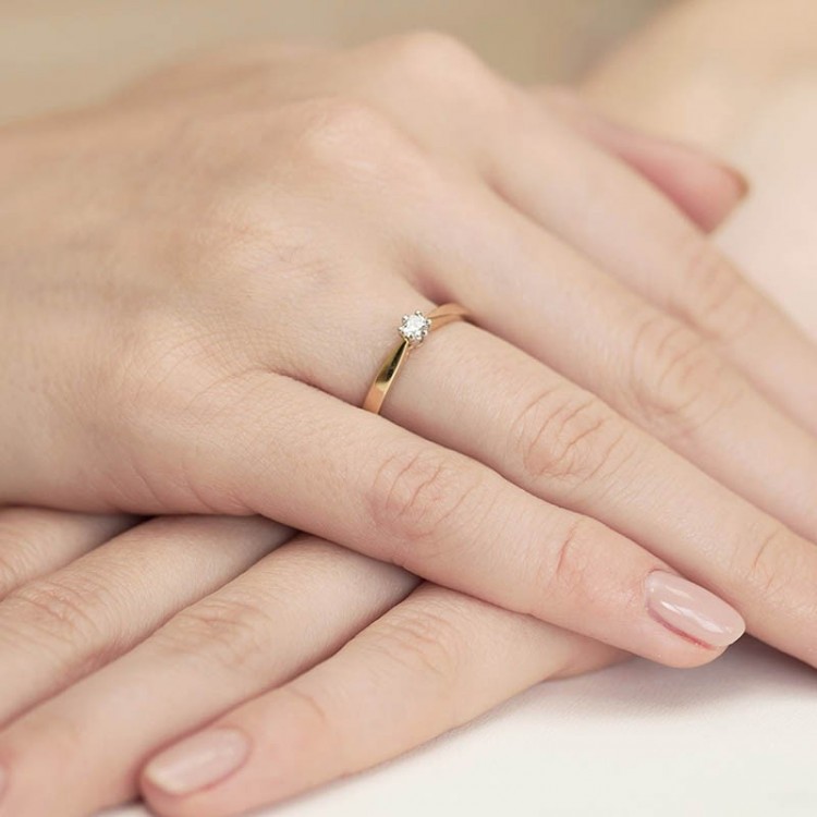 Pierścionek z białego złota z diamentem - próba 585 0,25CT W-229B 0.25ct