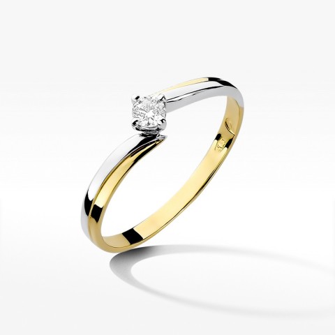Pierścionek z żółtego złota z diamentem - próba 585 0,10CT W-231A 0.10ct