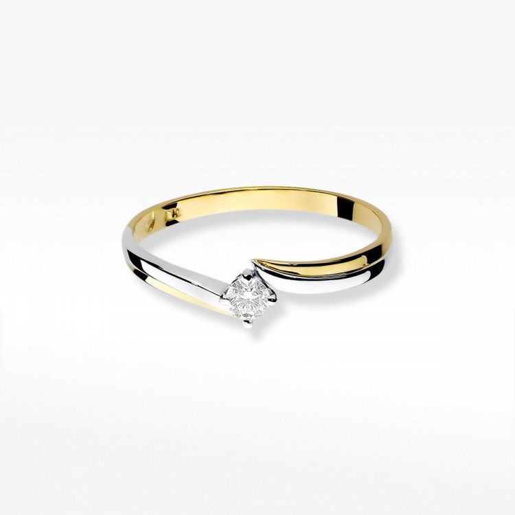 Pierścionek z żółtego złota z diamentem - próba 585 0,10CT W-231A 0.10ct