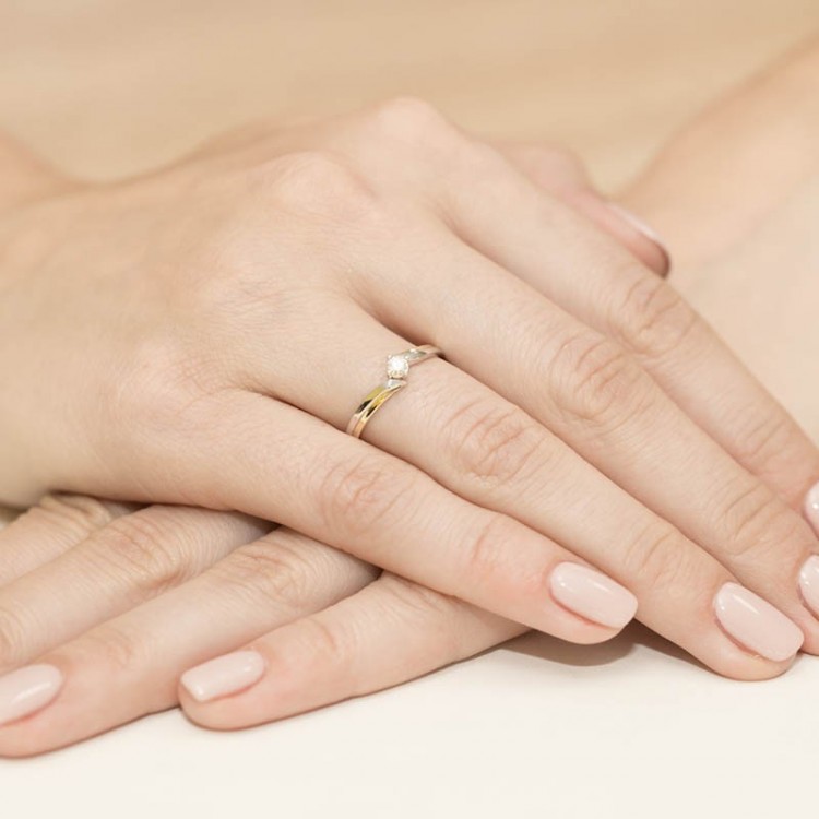 Pierścionek z białego złota z diamentem - próba 585 0,10CT W-231B 0.10ct
