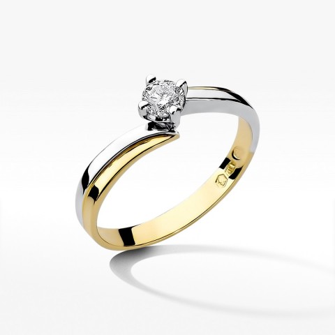 Pierścionek z żółtego złota z diamentem - próba 585 0,25CT W-231A 0.25ct