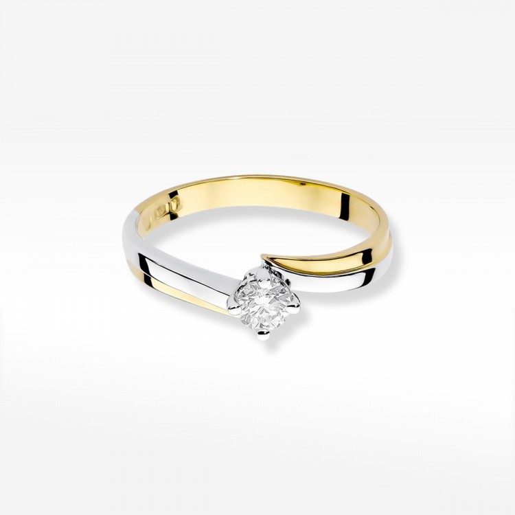 Pierścionek z żółtego złota z diamentem - próba 585 0,25CT W-231A 0.25ct