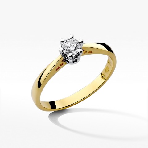 Pierścionek z żółtego złota z diamentem - próba 585 0,25CT W-234A