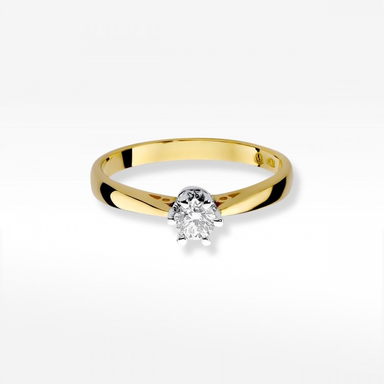 Pierścionek z żółtego złota z diamentem - próba 585 0,25CT W-234A