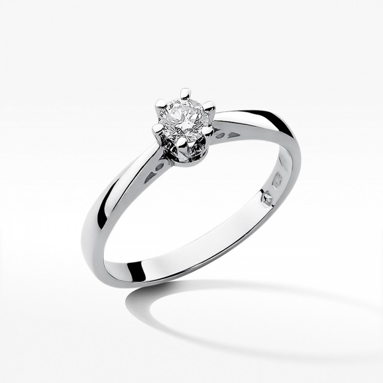 Pierścionek z białego złota z diamentem - próba 585 0,25CT W-234B