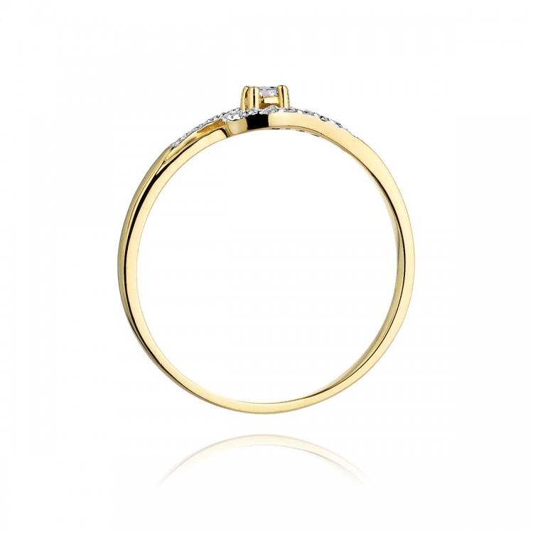Pierścionek z żółtego złota z diamentami  - próba 585 0,11CT W-237A