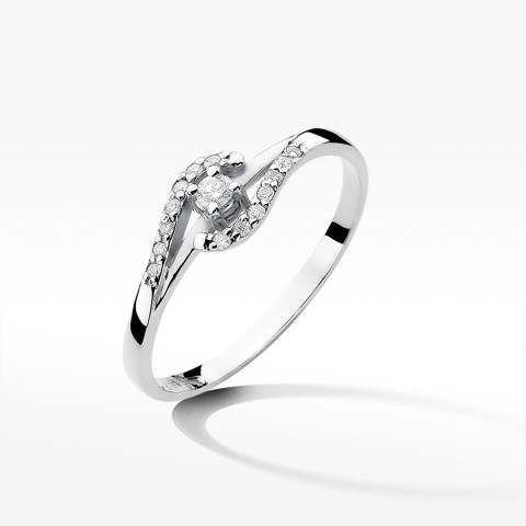 Pierścionek z białego złota z diamentami  - próba 585 0,11CT W-237B