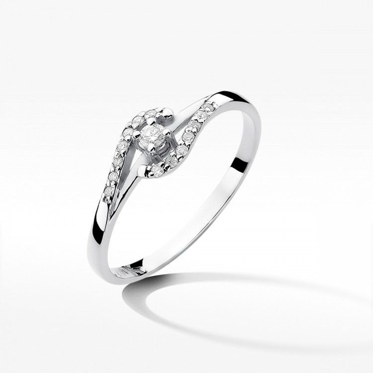 Pierścionek z białego złota z diamentami  - próba 585 0,11CT W-237B