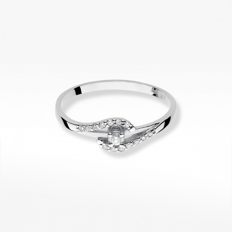 Pierścionek z białego złota z diamentami  - próba 585 0,11CT W-237B
