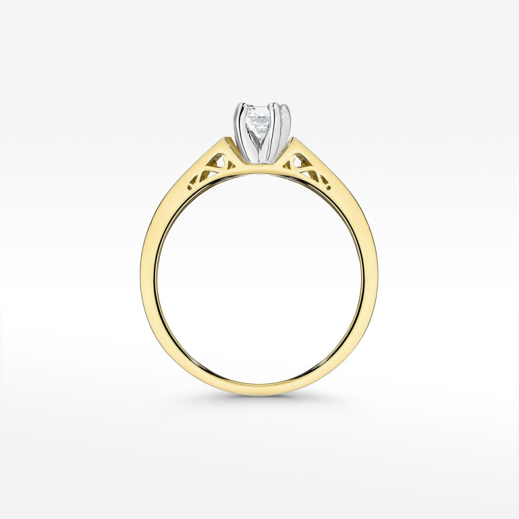 Pierścionek z żółtego złota z diamentami  - próba 585 0,42CT W-198A