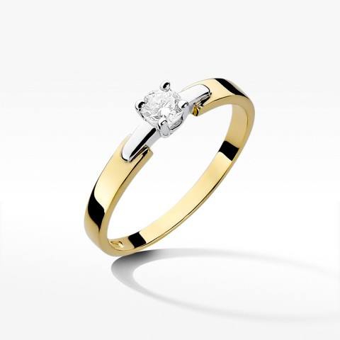 Pierścionek z żółtego złota z diamentem - próba 585 0,20CT W-241A