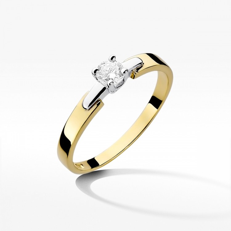 Pierścionek z żółtego złota z diamentem - próba 585 0,20CT W-241A