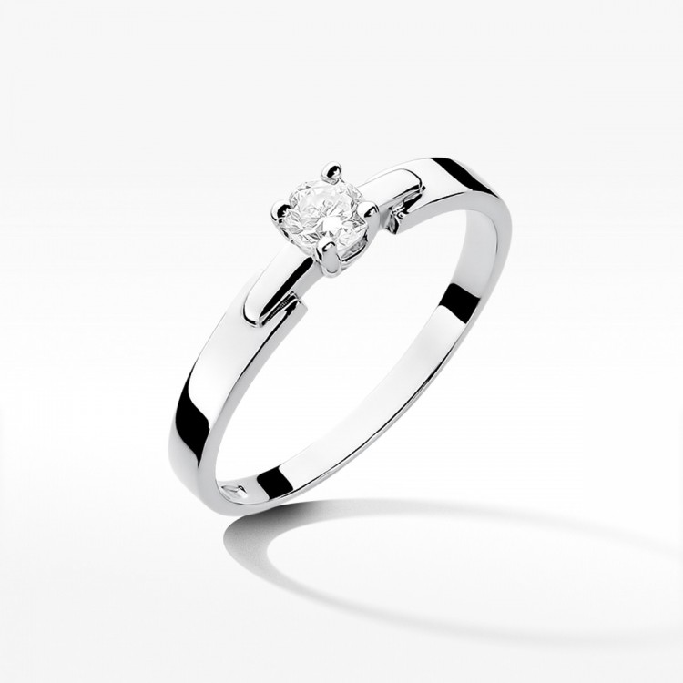 Pierścionek z białego złota z diamentem - próba 585 0,20CT W-241B