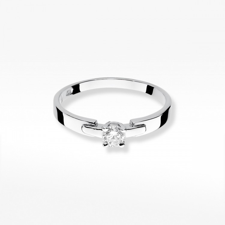 Pierścionek z białego złota z diamentem - próba 585 0,20CT W-241B
