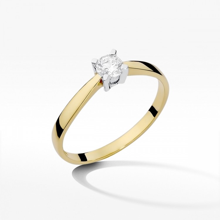 Pierścionek z żółtego złota z diamentem - próba 585 0,20CT W-242A