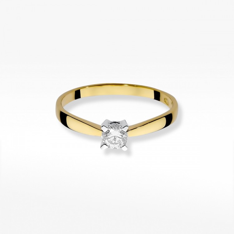 Pierścionek z żółtego złota z diamentem - próba 585 0,20CT W-242A