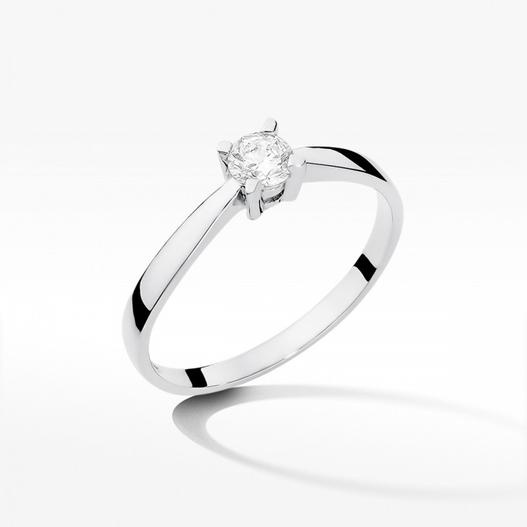 Pierścionek z białego złota z diamentem - próba 585 0,20CT W-242B