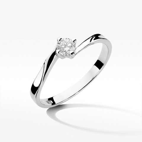 Pierścionek z białego złota z diamentem - próba 585 0,20CT W-243B