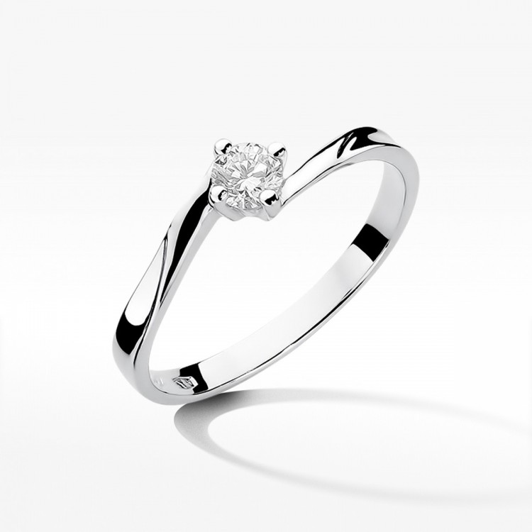 Pierścionek z białego złota z diamentem - próba 585 0,20CT W-243B