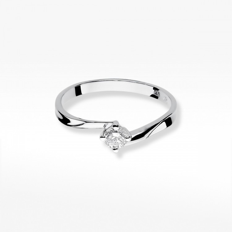 Pierścionek z białego złota z diamentem - próba 585 0,20CT W-243B