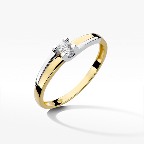 Pierścionek z żółtego złota z diamentem - próba 585 0,12CT W-246A