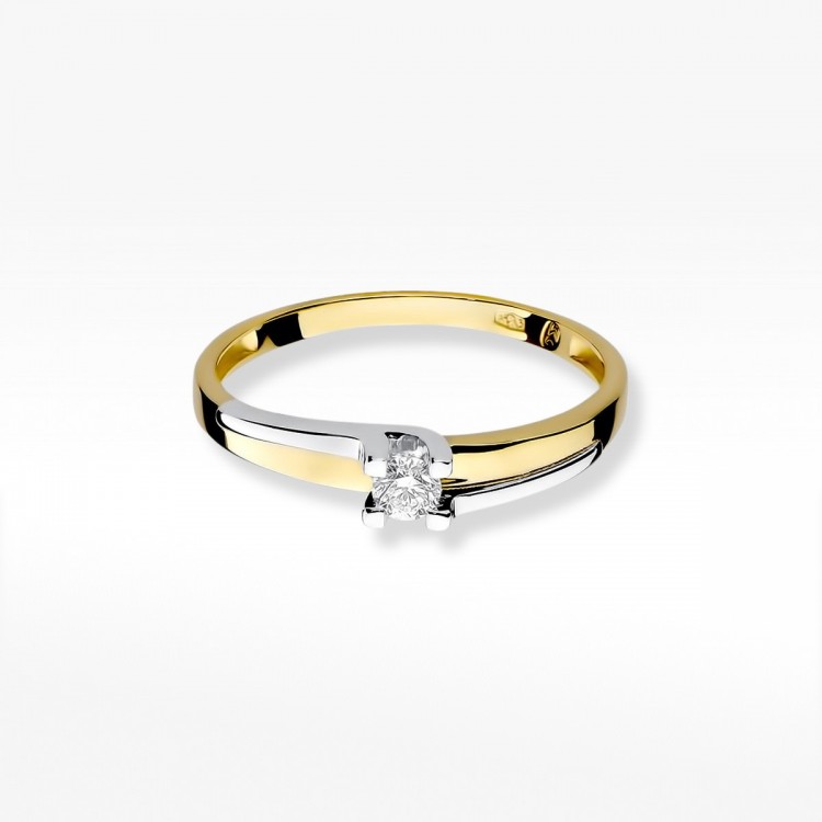 Pierścionek z żółtego złota z diamentem - próba 585 0,12CT W-246A