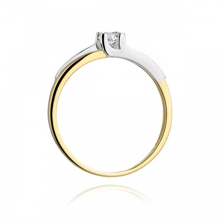 Pierścionek z żółtego złota z diamentem - próba 585 0,12CT W-246A