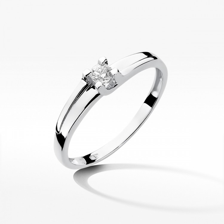Pierścionek z białego złota z diamentem - próba 585 0,12CT W-246B