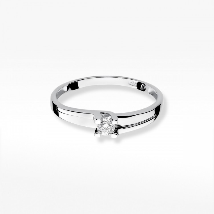 Pierścionek z białego złota z diamentem - próba 585 0,12CT W-246B
