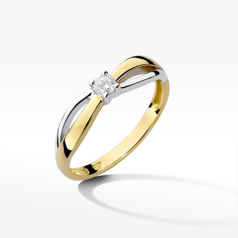 Pierścionek z żółtego złota z diamentem - próba 585 0,10CT W-248A