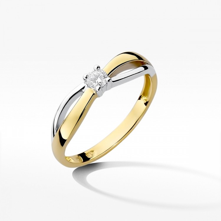Pierścionek z żółtego złota z diamentem - próba 585 0,10CT W-248A