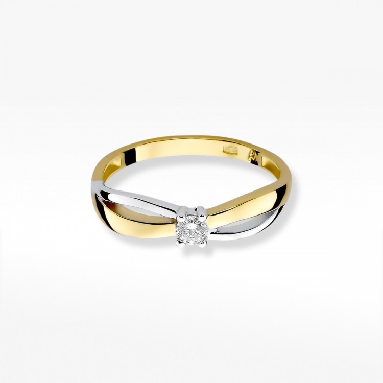 Pierścionek z żółtego złota z diamentem - próba 585 0,10CT W-248A